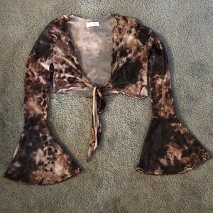 Tie-Dye Bell Sleeve Crop Top